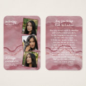Gedenkkarte 3 Foto Pink Marble Beerdigung (Vorne & Hinten)