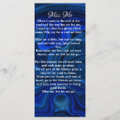 Gedenkkarte Beerdigung Lesezeichen Foto Blau Menükarte (Rückseite)