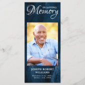 Gedenkkarte Beerdigung Lesezeichen Foto Blau Menükarte (Vorderseite)