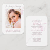 Gedenkkarte Blumenrot Rosa Foto Wasserfarbe Visitenkarte (Vorne/Hinten)