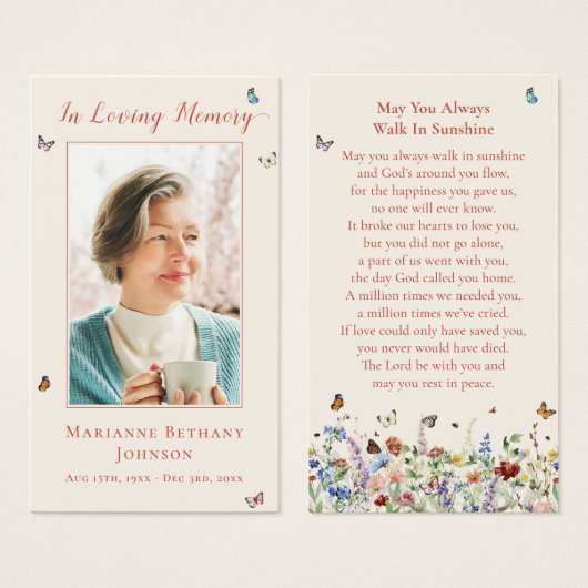 Gedenkkarte der modernen Wildblume (Vorne & Hinten)