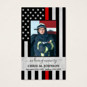 Gedenkkarte des Feuerwehrgefechters mit dünner rot (Vorderseite)