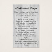 Gedenkkarte des Polizeibeamten der Thin Blue Line (Rückseite)