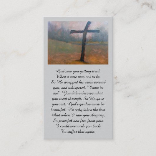 Gedenkkarte des tief empfundenen Beileids Visitenkarte (Vorderseite)