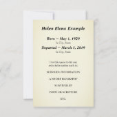 Gedenkkarte Einladung (Rückseite)