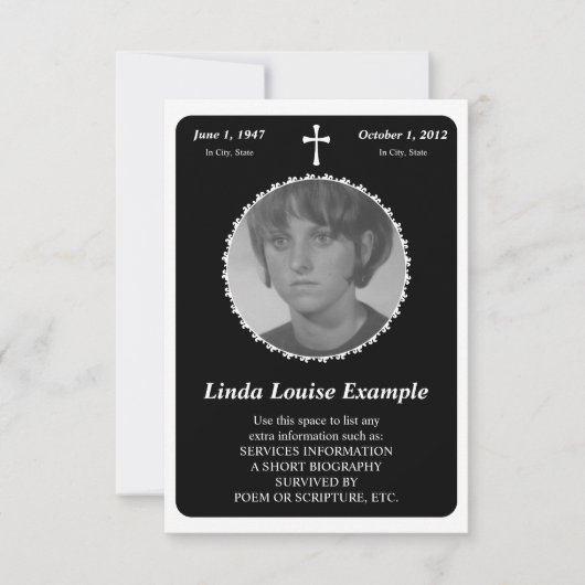 Gedenkkarte : elegantes Kreuz Einladung (Vorderseite)