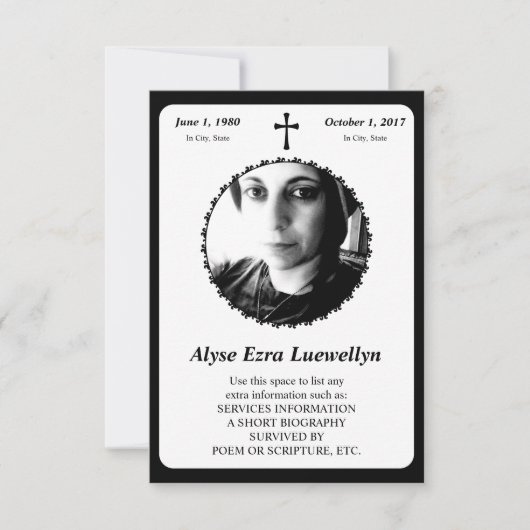 Gedenkkarte. elegantes Kreuz Einladung (Vorderseite)