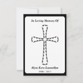 Gedenkkarte. elegantes Kreuz Einladung (Rückseite)