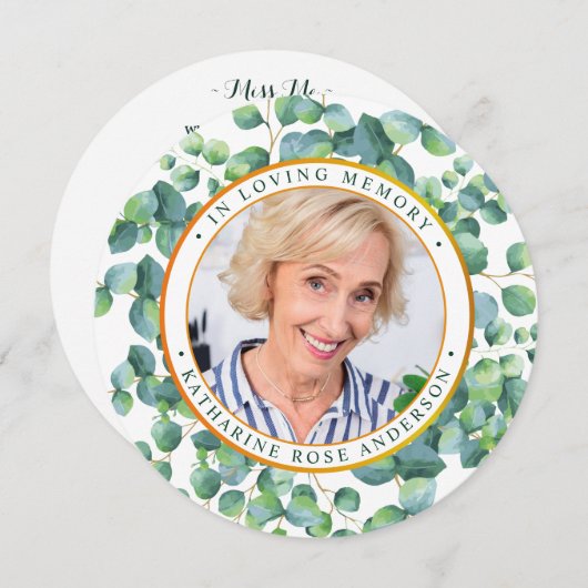 Gedenkkarte Eukalyptus Gold Foto Feiertagskarte (Vorne/Hinten)