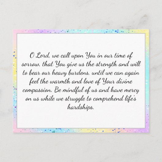 Gedenkkarte für Beerdigung oder Gedenkstätte Postkarte (Rückseite)