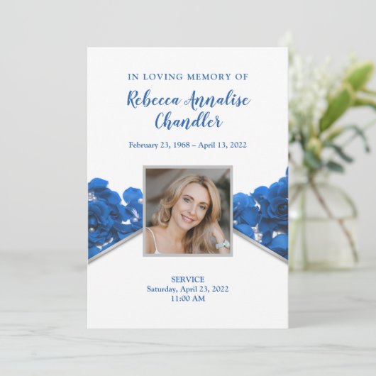 Gedenkkarte für Blaue Rose Einladung (Stehend Vorderseite)