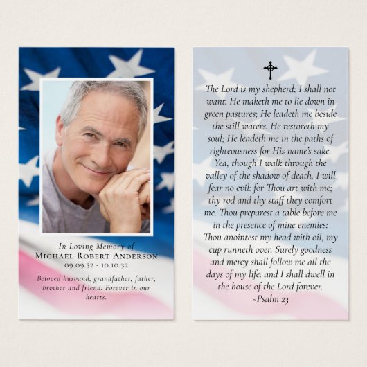 Gedenkkarte für das amerikanische Foto (Vorne & Hinten)