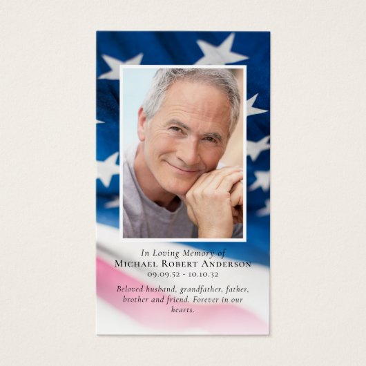 Gedenkkarte für das amerikanische Foto (Vorderseite)