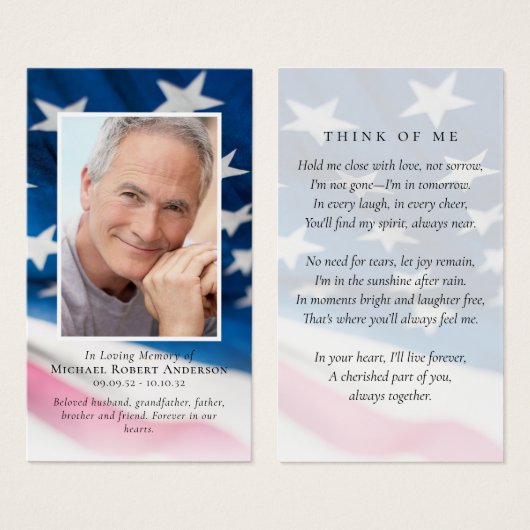 Gedenkkarte für das amerikanische Foto (Vorne & Hinten)