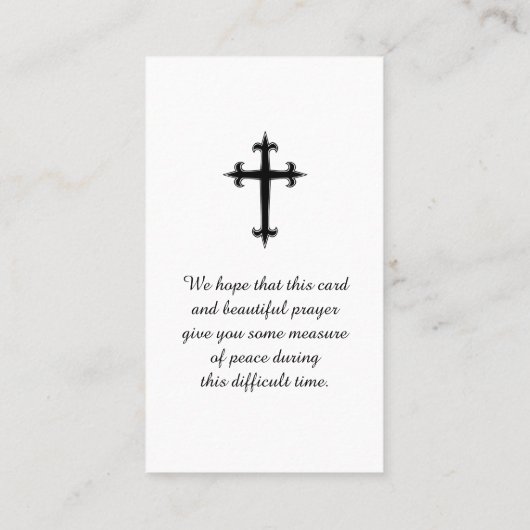 Gedenkkarte für das Beerdigungsgebet Visitenkarte (Rückseite)