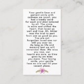 Gedenkkarte für das Gebet mit dem frommen Foto Visitenkarte (Rückseite)