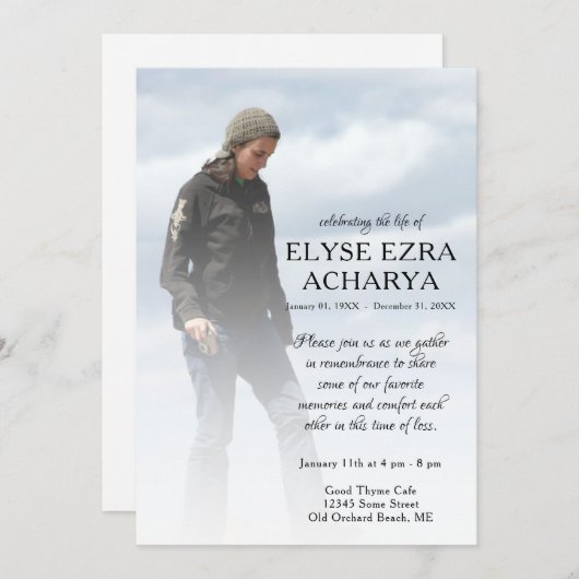 Gedenkkarte für das links Foto Programm (Vorne/Hinten)