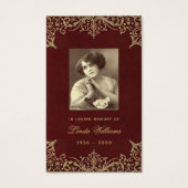 Gedenkkarte für das Vintage Burgundy Gold Beerdigu (Vorderseite)