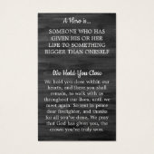 Gedenkkarte für den rustikalen Feuerwehrmann (Rückseite)