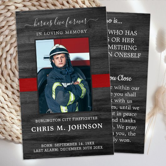 Gedenkkarte für den rustikalen Feuerwehrmann