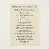 Gedenkkarte für die erste heilige Kommune (Rückseite)