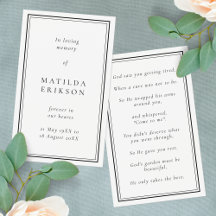 Gedenkkarte für die Gedenkfeier