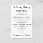 Gedenkkarte für die personalisierte Foto-Beerdigun Visitenkarte (Rückseite)