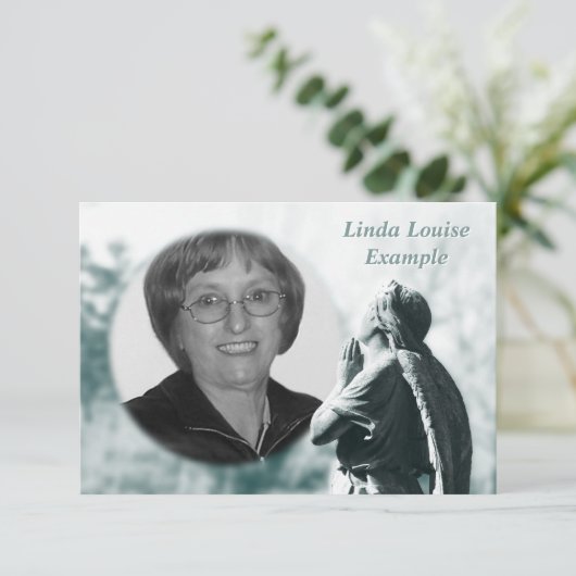 Gedenkkarte für Engelsgebet Ankündigung (Stehend Vorderseite)