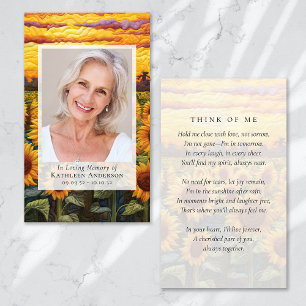 Gedenkkarte für gequilte Sonnenblumen für immer Telefonnummerkarte