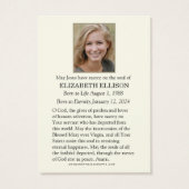 Gedenkkarte für katholische Beerdigung (Rückseite)