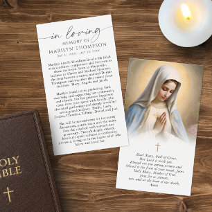 Gedenkkarte für religiöse Jungfrau Maria Trauerfei