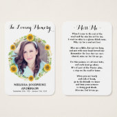 Gedenkkarte für Sonnenblumen Foto Beerdigungskarte (Vorne & Hinten)