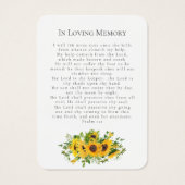 Gedenkkarte für Sonnenblumenbeerdigung Foto (Rückseite)