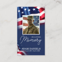 Gedenkkarte für Veteranen mit Foto, USA-Flagge