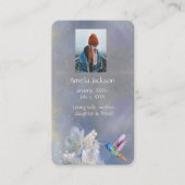 Gedenkkarte Hummingbird White Blume Visitenkarte (Vorderseite)