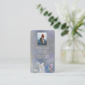 Gedenkkarte Hummingbird White Blume Visitenkarte (Stehend Vorderseite)