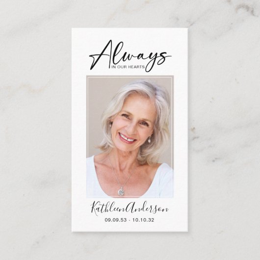 Gedenkkarte | Immer im Herzen Telefonnummerkarte (Vorderseite)