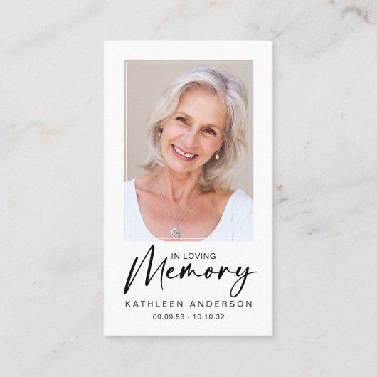 Gedenkkarte | In Love Memory Telefonnummerkarte (Vorderseite)