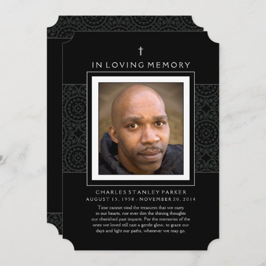 Gedenkkarte - Kreuz - Danke Beileid zurück Einladung (Vorne/Hinten)