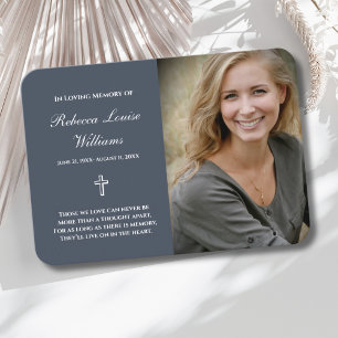 Gedenkkarte mit Foto Beerdigung Blau Grau Visitenkarte