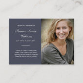 Gedenkkarte mit Foto Beerdigung Blau Grau Visitenkarte (Vorderseite)