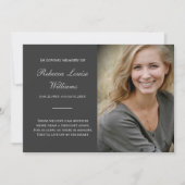 Gedenkkarte mit Foto Beerdigung Grau Einladung (Vorderseite)