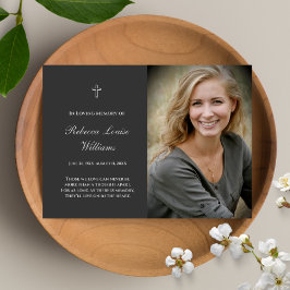 Gedenkkarte mit Foto Beerdigung Grau Visitenkarte