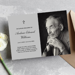 Gedenkkarte mit Foto Beerdigung leicht grau Visitenkarte