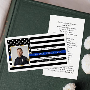 Gedenkkarte mit Foto für die Polizei - Thin Blue L