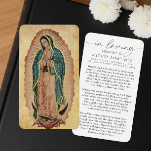 Gedenkkarte mit Foto und Gebet für Guadalupe im Ge