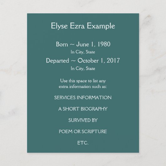 Gedenkkarte Mod (Rückseite)