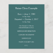 Gedenkkarte Mod (Rückseite)