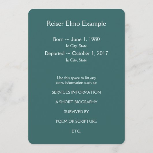 Gedenkkarte Mod Programm (Rückseite)