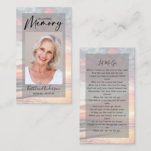 Gedenkkarte | Ocean Sunset Telefonnummerkarte (Vorne/Hinten)